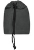 A black balaclava with a drawstring closure, offering full coverage for the head and neck.