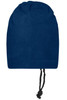 A navy blue balaclava with a drawstring at the base. It features a smooth fabric and a simple design.
