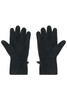 A pair of black microfleece gloves with a smooth texture, featuring adjustable wrist straps.