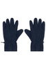 Microfleece gloves in navy blue with an elasticated wrist for a snug fit. The gloves have a smooth finish and a logo.