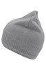 A grey knitted beanie with a fleece inset, featuring a snug fit and a tapered top.
