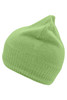 A green knitted beanie featuring a fleece inset for added warmth, showcasing a snug fit and rounded top.