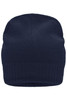 A knitted beanie in navy blue featuring a fleece inset on the inside. The beanie has a ribbed band at the bottom.