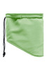 A green Thinsulate™ neckwarmer featuring a drawstring for adjustment, made from soft fabric.