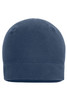 A microfleece beanie in navy blue, featuring a seamless design and no visible branding.
