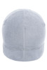 A light grey microfleece beanie with a rounded top and simple design. It features a logo on the exterior.