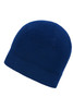 A microfleece beanie in a solid navy blue colour with a smooth, soft texture. It features a simple design and a logo.