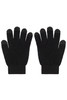 Knitted gloves in black, featuring touch-screen fingertips for convenience. The gloves have a snug fit.
