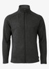 A polar fleece jacket in dark grey with a zip front and high collar. It features side pockets and a logo.