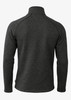 A polar fleece jacket in dark grey, featuring a high collar and long sleeves, with a small logo on the back.