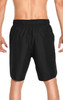 Men's black volley swim trunks with an elastic waistband and a logo detail on the back.
