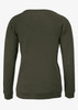 A green women's sweatshirt with a simple design and long sleeves, featuring a logo on the back.