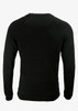 A black men's sweatshirt with long sleeves and a classic fit, featuring a logo on the back.