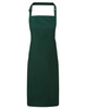 A waterproof bib apron in deep green with an adjustable neck strap and a plain design.