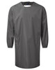 A grey all-purpose waterproof gown with long sleeves and two side pockets, featuring a logo.