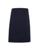 A navy waist apron made of heavy cotton canvas, featuring a simple design and a logo on one side.