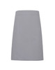 A grey heavy cotton canvas waist apron with a branding logo. Suitable for various work settings.