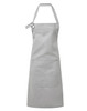 A grey heavy cotton canvas pocket apron featuring adjustable straps and a front pocket. It has a logo.