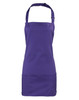 A purple 2-in-1 apron with adjustable straps and front pockets, featuring a logo.