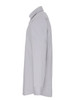 A grey Stretch Fit Cotton Poplin long sleeve shirt displayed from the side, featuring a collar and button-up design.
