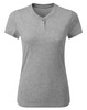 A grey women's cotton-rich T-shirt with a rounded neckline and button detail. It features a plain design.