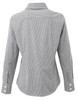 A women's long-sleeve cotton shirt in black and white microcheck pattern, featuring a button-up design and a collar.