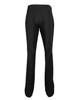 Black straight leg trousers with a simple design and a waistband, featuring a branded logo.