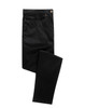 Black chino jeans laid flat, featuring a smooth finish and front pockets. The product includes a logo.