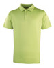 A light green polo shirt with a two-button collar and a logo on the chest.