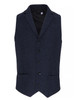 A navy herringbone waistcoat featuring a five-button front and side pockets, designed for formal wear.