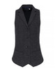 A women's herringbone waistcoat in dark grey, featuring a tailored design with buttons and front pockets.