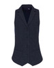 A women's navy herringbone waistcoat featuring a tailored design, button closure, and two front pockets.
