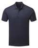 A navy polo shirt with a classic collar and three button placket. Features an incorporated logo.
