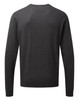 A grey crew neck sweater with long sleeves, featuring a solid design and no visible patterns or embellishments.