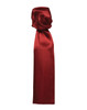 A plain red scarf made from smooth fabric, tied elegantly at the top. It has a simple design and no visible branding.