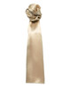 A plain beige scarf with a smooth, satin-like texture, featuring a gathered design at one end.