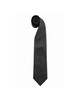 A black fashion tie rolled neatly, featuring a sleek design and a narrow end.