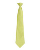 A lime green tie with a smooth finish and a standard width. Includes a branding logo near the knot.