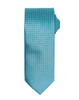 A turquoise tie featuring a textured pattern, neatly rolled at the top and displayed against a white background.