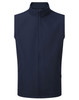 A navy Windchecker Vest with a high collar and zip closure, featuring side pockets and a branded logo.