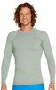 A long sleeve rashie in light grey, featuring a fitted design and a logo on the chest.