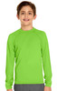 A long sleeve rashie in vibrant green, featuring a crew neck and raglan sleeves, ideal for sun protection.