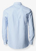 A light blue button-up shirt with a slim fit and long sleeves, featuring a back yoke and cuffs.