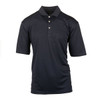 A dark navy pique polo shirt with a classic collar and three buttons, featuring a logo on the chest.