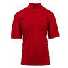 A red Men's Featherlite Polo Shirt with a collar, short sleeves, and a logo.