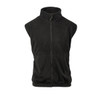 A black full zip Arctic polar fleece vest with a high collar and no sleeves. Features a branding logo.