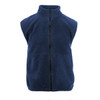 A navy blue Full Zip Arctic Polar Fleece Vest with a high collar and zip front. It features a logo on the chest.
