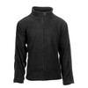 A black full zip microfleece jacket with a high collar and long sleeves, featuring a logo on the chest.