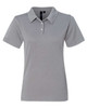 A grey moisture-free pique polo shirt with a collar and a logo on the left side.