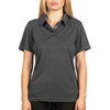 A grey moisture-free pique polo shirt for women with a classic collar and a fitted silhouette.